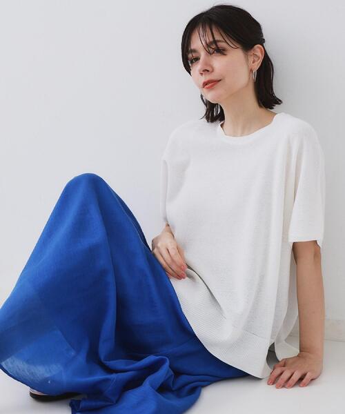 OPAQUE.CLIP(オペークドットクリップ)の「《5色展開/S-LLサイズ》リラクシーメッシュニット【洗濯機洗い可】(ニット/セーター・レディース・ブラック/ピンク/グリーン/ホワイト/ライトグレー・36/38/40/42)」の13枚目の写真