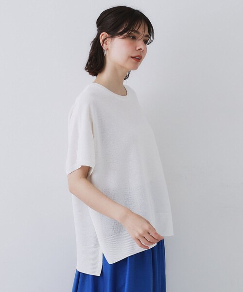 OPAQUE.CLIP(オペークドットクリップ)の「《5色展開/S-LLサイズ》リラクシーメッシュニット【洗濯機洗い可】(ニット/セーター・レディース・ブラック/ピンク/グリーン/ホワイト/ライトグレー・36/38/40/42)」の12枚目の写真