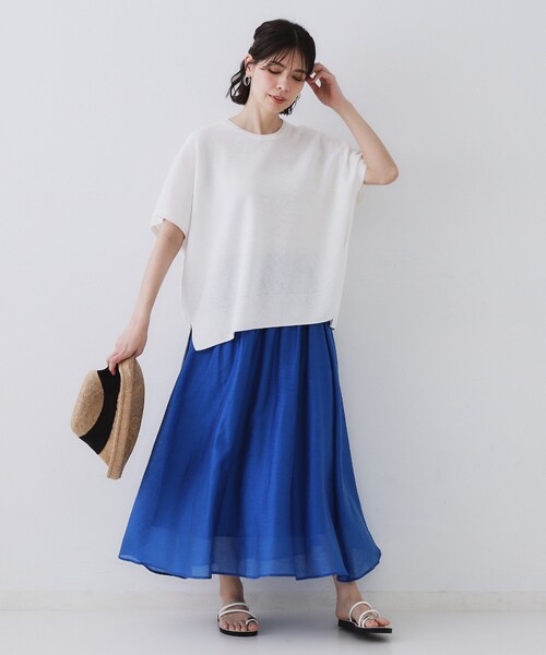 OPAQUE.CLIP(オペークドットクリップ)の「《5色展開/S-LLサイズ》リラクシーメッシュニット【洗濯機洗い可】(ニット/セーター・レディース・ブラック/ピンク/グリーン/ホワイト/ライトグレー・36/38/40/42)」の11枚目の写真