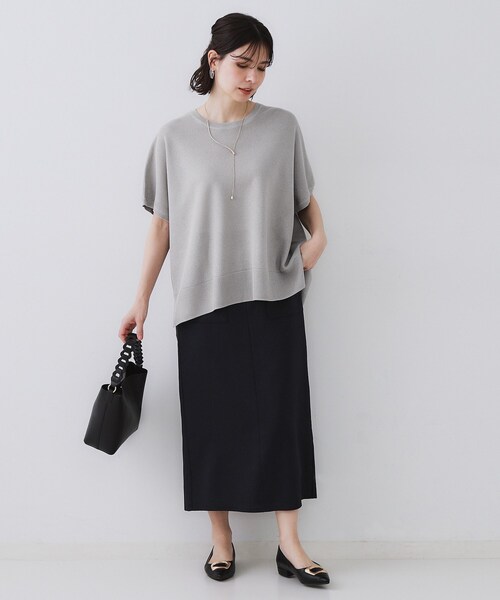 OPAQUE.CLIP(オペークドットクリップ)の「《5色展開/S-LLサイズ》リラクシーメッシュニット【洗濯機洗い可】(ニット/セーター・レディース・ブラック/ピンク/グリーン/ホワイト/ライトグレー・36/38/40/42)」の6枚目の写真