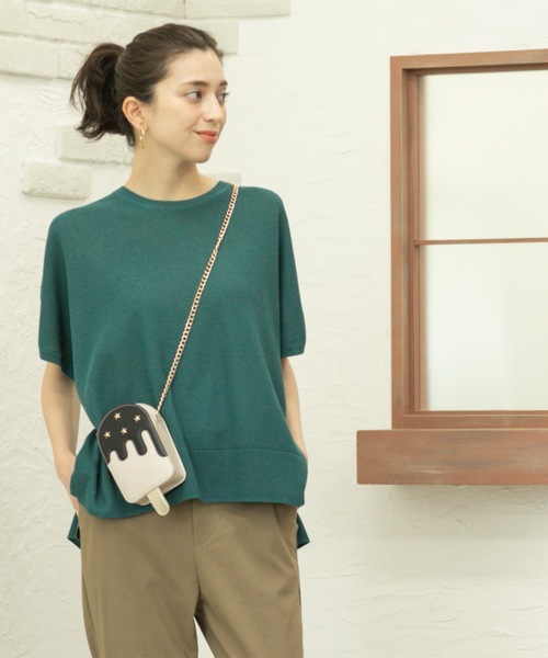 【美品】フォクシー ニットトップ クーリッシュ ロゴチャーム黄緑イエローグリーン メッシュラウンドニット | ファッション通販サイト NUGU