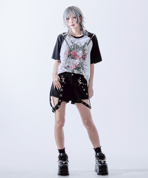 ✄*様 『REFLEM/レフレム』サスペンダー付きデニムショーツ　黒 REFLEM（レフレム）の「『REFLEM/レフレム』サスペンダー付き