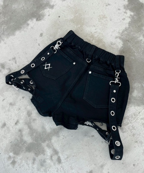 REFLEM/レフレム』サスペンダー付きデニムショーツ（デニムパンツ