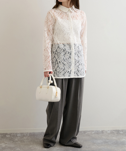 U by SPICK&SPAN（ユーバイスピックアンドスパン）の「《追加2》2WAYトロタックイージーワイド（スラックス・レディース・チャコールグレー/ブラック・36/38）」の4枚目の写真