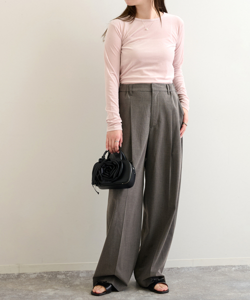 U by SPICK&SPAN（ユーバイスピックアンドスパン）の「《追加2》2WAYトロタックイージーワイド（スラックス・レディース・チャコールグレー/ブラック・36/38）」の7枚目の写真