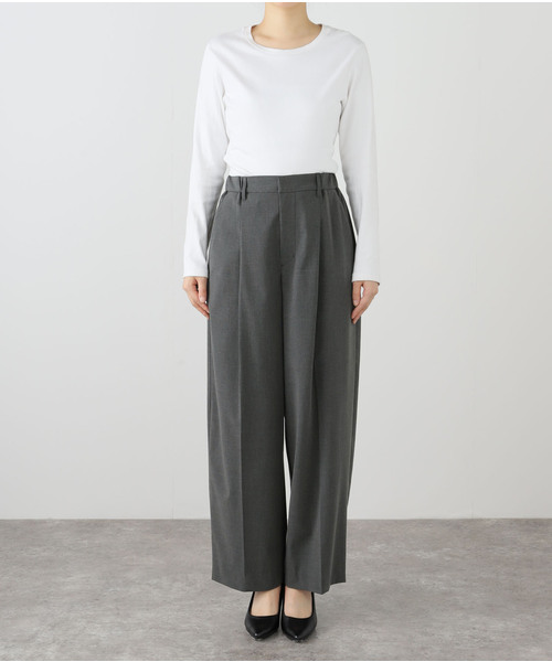 U by SPICK&SPAN（ユーバイスピックアンドスパン）の「《追加2》2WAYトロタックイージーワイド（スラックス・レディース・チャコールグレー/ブラック・36/38）」の9枚目の写真