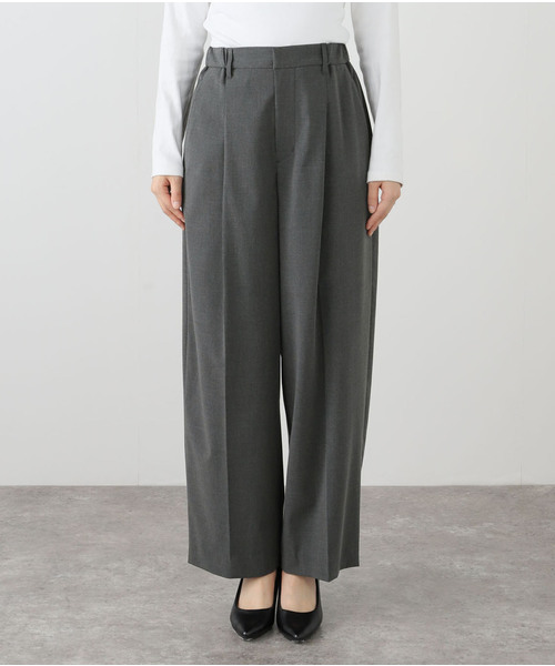 U by SPICK&SPAN（ユーバイスピックアンドスパン）の「《追加2》2WAYトロタックイージーワイド（スラックス・レディース・チャコールグレー/ブラック・36/38）」の10枚目の写真