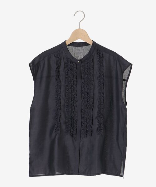 le.coeur blanc（ルクールブラン）の「《手洗い可能》シルキーローンフロントフリルフレンチブラウス（シャツ/ブラウス・レディース・ブラウン/チャコールグレー・38）」の8枚目の写真