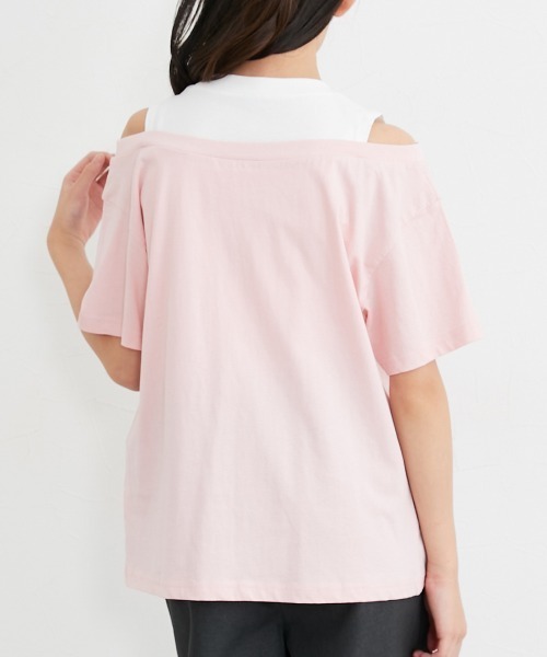 tシャツ 切替デザインプリントTEE レディース セール】肩開き衿切替デザインプリントTシャツ（女の子）（T