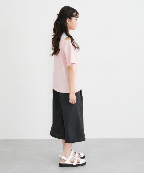JUNKO ⭐️サカイ　切替ドッキングカットソー　半袖　ドレスシャツ　フリル clear≪SS新作≫インナー付きフリルカットソートップス[CL9403