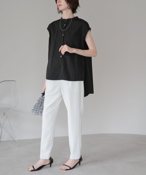 スタンドカラーフレンチスリーブブラウス（シャツ/ブラウス）｜each