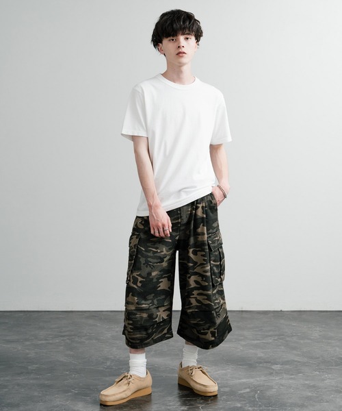 Rocky Monroe(ロッキーモンロー)の「カモフラージュ 迷彩 膝タック入りミリタリーカーゴワイドハーフパンツ(カーゴパンツ・メンズ・カモフラージュ・M/L/XL)」の5枚目の写真