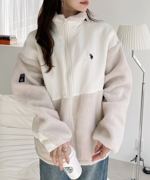 U.S. POLO ASSN.(ユーエスポロアッスン)の「【U.S. POLO ASSN】ボアフリースジャケット(ブルゾン・レディース・ネイビー/カーキ/ブラック/アイボリー・L/M)」の7枚目の写真