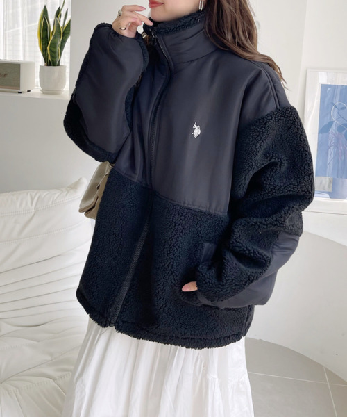 U.S. POLO ASSN.(ユーエスポロアッスン)の「【U.S. POLO ASSN】ボアフリースジャケット(ブルゾン・レディース・ネイビー/カーキ/ブラック/アイボリー・L/M)」の9枚目の写真