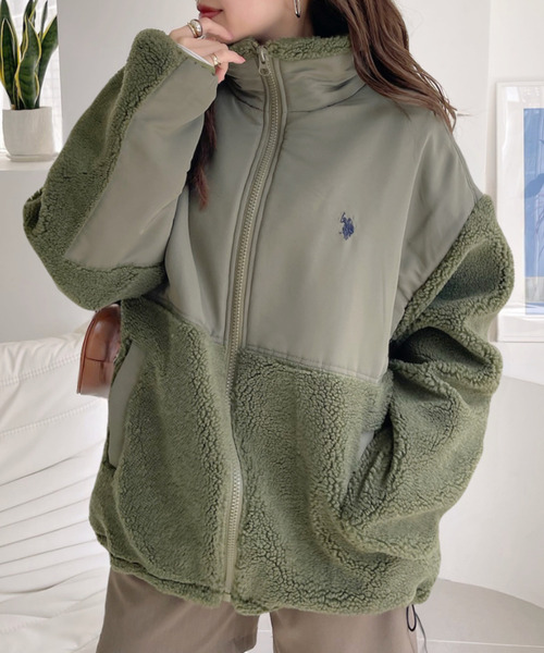 U.S. POLO ASSN.(ユーエスポロアッスン)の「【U.S. POLO ASSN】ボアフリースジャケット(ブルゾン・レディース・ネイビー/カーキ/ブラック/アイボリー・L/M)」の12枚目の写真