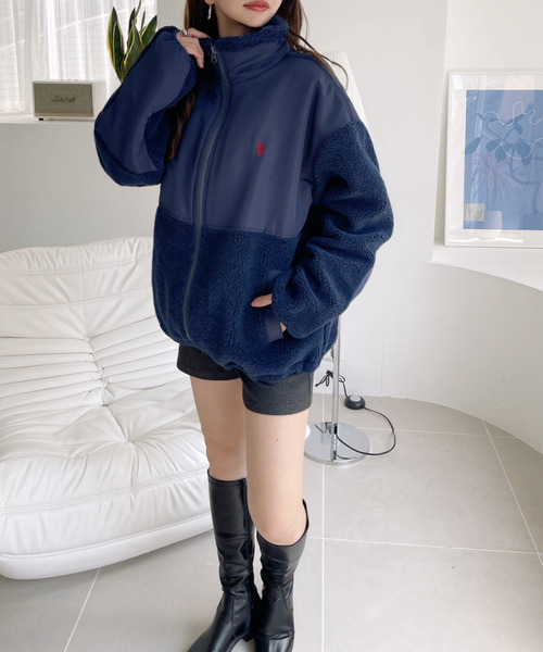 U.S. POLO ASSN.(ユーエスポロアッスン)の「【U.S. POLO ASSN】ボアフリースジャケット(ブルゾン・レディース・ネイビー/カーキ/ブラック/アイボリー・L/M)」の16枚目の写真