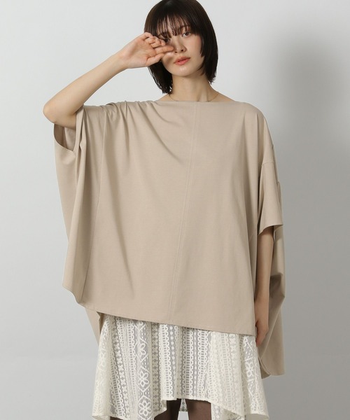 LAKOLE(ラコレ)の「シルケットドルマン半袖T / 576254(Tシャツ/カットソー・レディース・オフホワイト/ブラック/サンドグレー/ライトグリーン・FREE)」の3枚目の写真