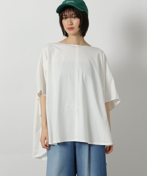 LAKOLE(ラコレ)の「シルケットドルマン半袖T / 576254(Tシャツ/カットソー・レディース・オフホワイト/ブラック/サンドグレー/ライトグリーン・FREE)」の1枚目の写真