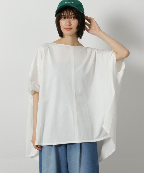 LAKOLE(ラコレ)の「シルケットドルマン半袖T / 576254(Tシャツ/カットソー・レディース・オフホワイト/ブラック/サンドグレー/ライトグリーン・FREE)」の7枚目の写真