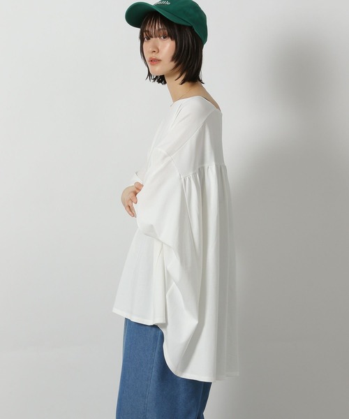 LAKOLE(ラコレ)の「シルケットドルマン半袖T / 576254(Tシャツ/カットソー・レディース・オフホワイト/ブラック/サンドグレー/ライトグリーン・FREE)」の8枚目の写真