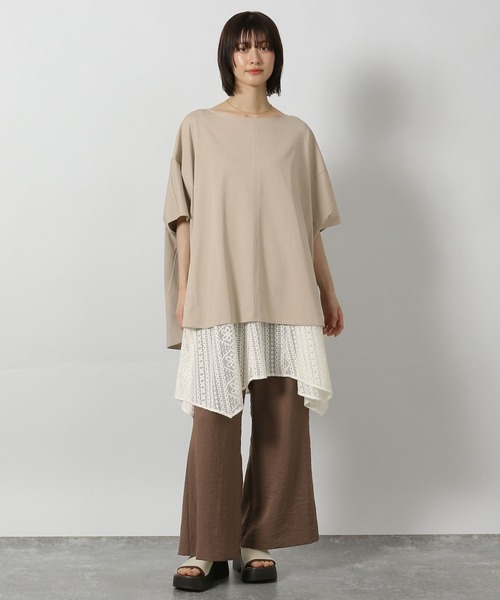 LAKOLE(ラコレ)の「シルケットドルマン半袖T / 576254(Tシャツ/カットソー・レディース・オフホワイト/ブラック/サンドグレー/ライトグリーン・FREE)」の16枚目の写真