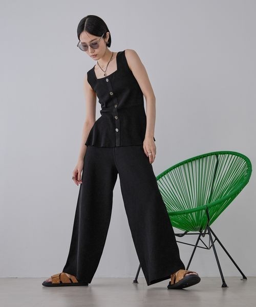 25SS 大人可愛い 涼しげ お洒落【ALAIA】ニット ペプラム パンツ Dark Angel ペプラムニット フレアスリーブニット 長袖 秋新作