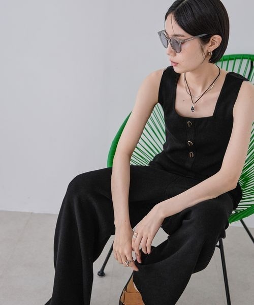 JEANASIS(ジーナシス)の「12Gペプラムニットアップ/572625(つなぎ/オールインワン・レディース・ブラック/ベージュ・FREE)」の22枚目の写真