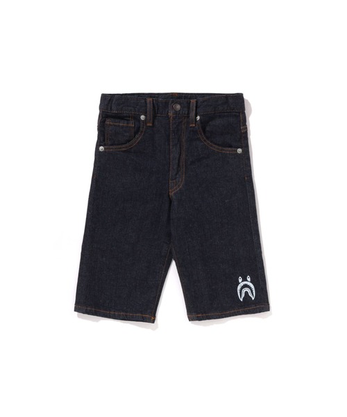 A BATHING APE(アベイシングエイプ)の「SHARK 10 OZ DENIM SHORTS(デニムパンツ・キッズ・インディゴブルー・110/140/100/130/90)」の1枚目の写真