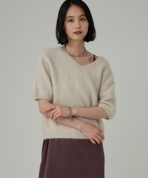 美品　BABYLONE バビロン セール】フォックスカシミヤVネックプルオーバー（ニット/セーター