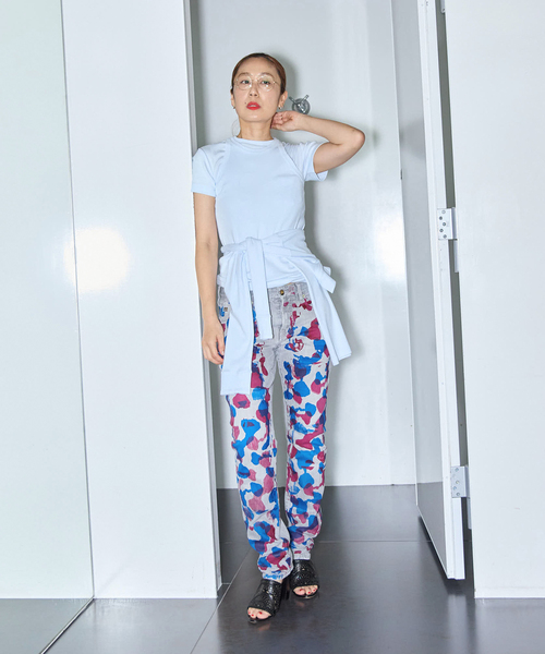 CITYSHOP（シティーショップ）の「ONIT COTTON RIB POCKET T-SHIRT 25SSON180：Tシャツ（Tシャツ/カットソー・レディース・サックスブルー/ピンク・MEDIUM）」の3枚目の写真