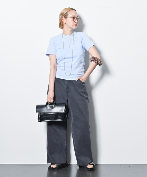 CITYSHOP（シティーショップ）の「ONIT COTTON RIB POCKET T-SHIRT 25SSON180：Tシャツ（Tシャツ/カットソー・レディース・サックスブルー/ピンク・MEDIUM）」の5枚目の写真