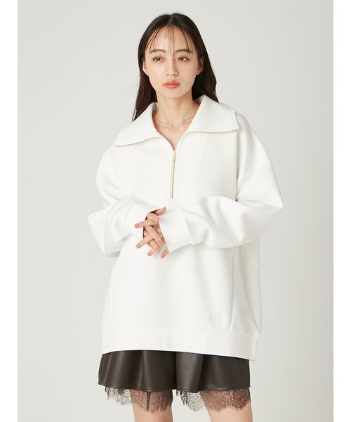 FRAY I.D(フレイアイディー)の「ハーフジップアッププルオーバー(Tシャツ/カットソー・レディース・イエロー/ホワイト/グレー・F)」の6枚目の写真