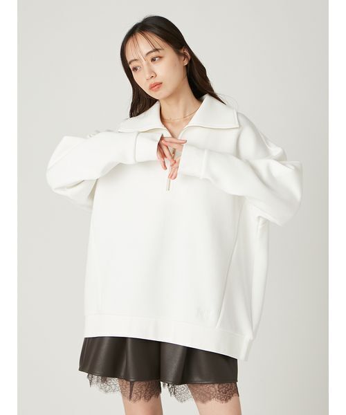 FRAY I.D(フレイアイディー)の「ハーフジップアッププルオーバー(Tシャツ/カットソー・レディース・イエロー/ホワイト/グレー・F)」の11枚目の写真