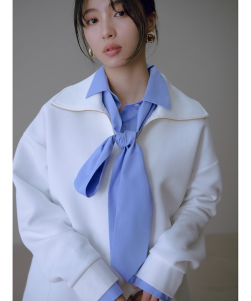 FRAY I.D(フレイアイディー)の「ハーフジップアッププルオーバー(Tシャツ/カットソー・レディース・イエロー/ホワイト/グレー・F)」の5枚目の写真