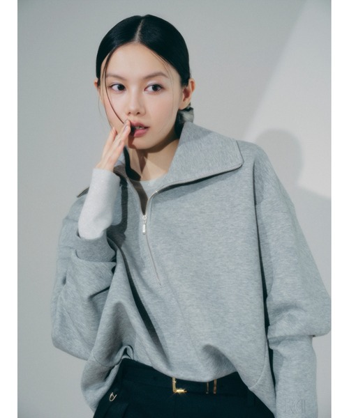FRAY I.D(フレイアイディー)の「ハーフジップアッププルオーバー(Tシャツ/カットソー・レディース・イエロー/ホワイト/グレー・F)」の22枚目の写真
