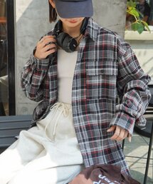 CIAOPANIC TYPY | 【コーデュロイ袖切り替え】【ユニセックス】モールチェックシャツジャケット(シャツ/ブラウス)