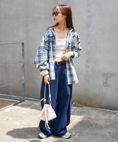 コーデュロイ袖切り替え】【ユニセックス】モールチェックシャツ