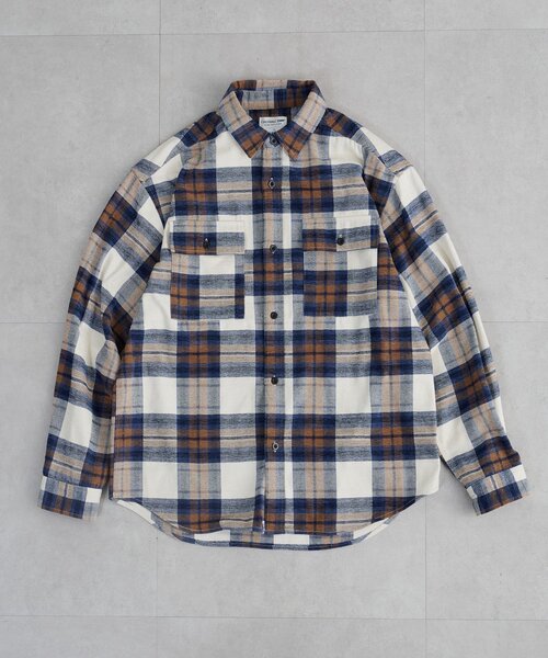 CIAOPANIC TYPY（チャオパニックティピー）の「【コーデュロイ袖切り替え】【ユニセックス】モールチェックシャツジャケット（シャツ/ブラウス・レディース・チャコールグレー/ブラウン/グリーン/サックスブルー/ベージュ・LARGE/MEDIUM）」の16枚目の写真