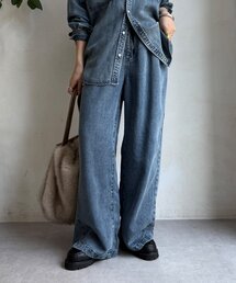 【DouDou】美品2025年 デニムワイドイージーパンツ　ブルー　38 DouDou ジーンズ デニム デニムパンツ 「新色追加」デニムワイド