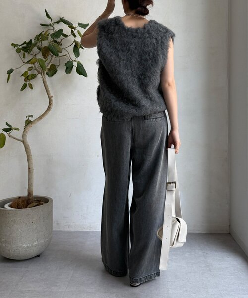 DouDou(ドゥドゥ)の「リヨセルデニムワイドパンツ(デニムパンツ・レディース・ブラック/ブルー・36/38)」の22枚目の写真