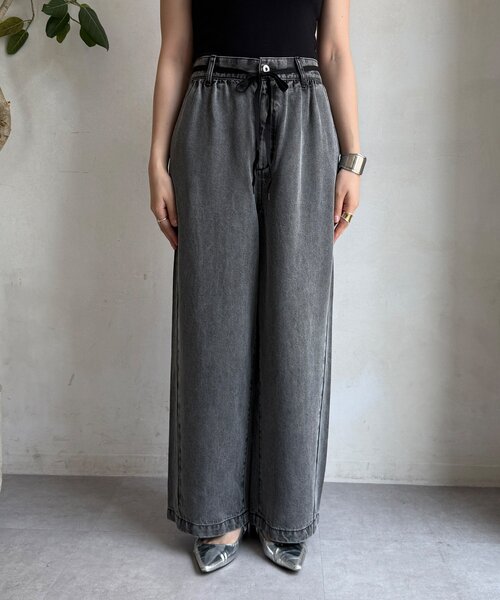 DouDou(ドゥドゥ)の「リヨセルデニムワイドパンツ(デニムパンツ・レディース・ブラック/ブルー・36/38)」の15枚目の写真