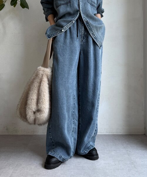 doudou デニムパンツ リヨセルドロストワイドデニム レディース リヨセルドロストワイドデニム（デニムパンツ）｜DouDou