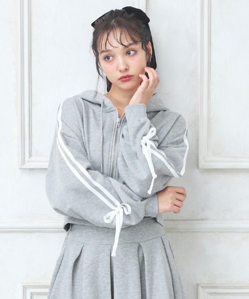 SECRET パーカーセットアップグレー ノンヘッジ non-hedge 配色ZIPパーカー・パンツセットアップ （グレー