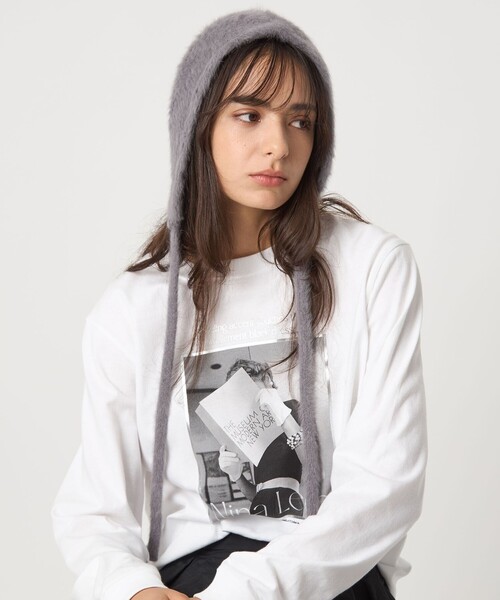 green label relaxing（グリーンレーベルリラクシング）の「ヘアリー イヤーカバーワッチ キャップ / 帽子（キャップ・レディース・ベージュ/ライトグレー/ブラック/オフホワイト・FREE）」の5枚目の写真