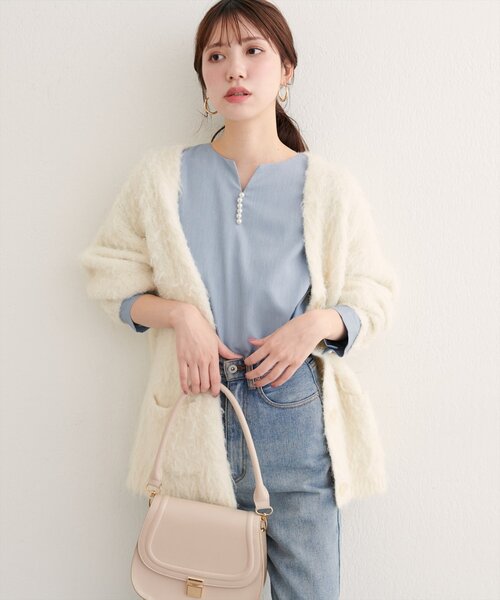 natural couture(ナチュラルクチュール)の「【WEB限定】パール付きスキッパーブラウス(シャツ/ブラウス・レディース・オレンジ/グレイッシュベージュ/ピンク系その他/サックスブルー/ブラック・FREE)」の12枚目の写真