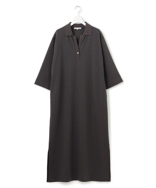 23区 S(ニジュウサンクチイサイサイズ)の「【SLOW/一部店舗限定】ライトダンボール スキッパー ワンピース(ワンピース・レディース・グレー系/ネイビー系・32)」の5枚目の写真