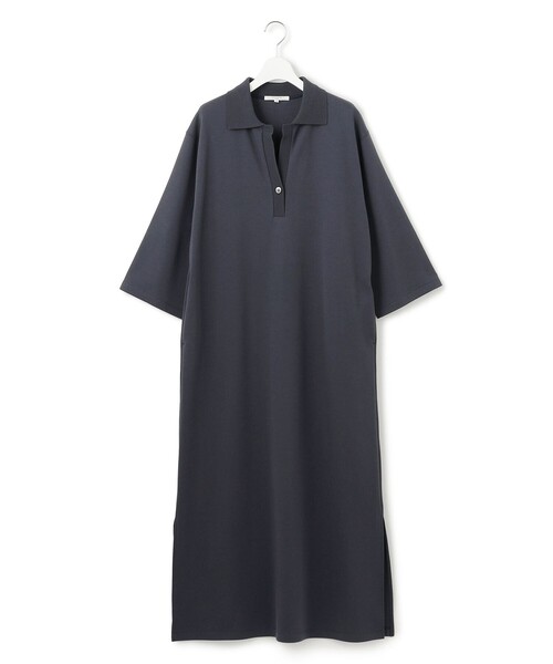 23区 S(ニジュウサンクチイサイサイズ)の「【SLOW/一部店舗限定】ライトダンボール スキッパー ワンピース(ワンピース・レディース・グレー系/ネイビー系・32)」の6枚目の写真