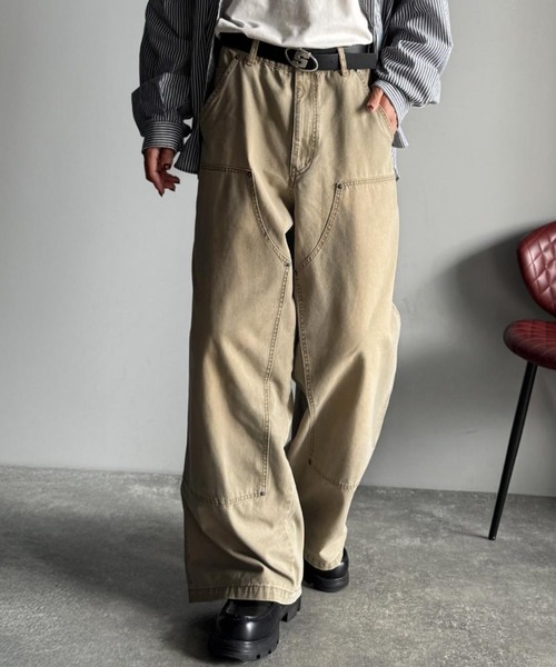 Classical Origin（クラシカルオリジン）の「綿100％ダック素材ダブルニーデザインパンツ／Duck Fabric Double Knee Detail Pants（チノパンツ・メンズ・カーキ/ブラウン/ベージュ・LARGE/MEDIUM/SMALL）」の4枚目の写真
