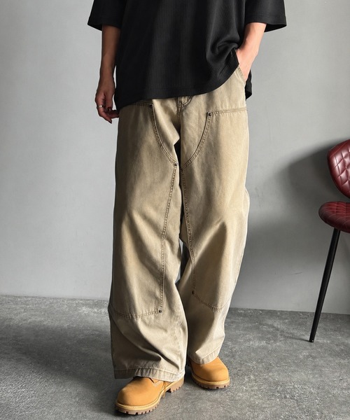Classical Origin（クラシカルオリジン）の「綿100％ダック素材ダブルニーデザインパンツ／Duck Fabric Double Knee Detail Pants（チノパンツ・メンズ・カーキ/ブラウン/ベージュ・LARGE/MEDIUM/SMALL）」の15枚目の写真