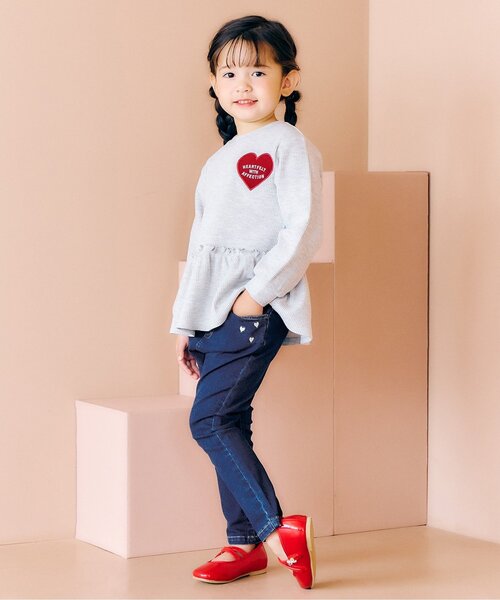 apres les cours（アプレレクール）の「【ストレート】ハート刺繍スリムきゅんパンツ_ジュニア対応（その他パンツ・キッズ・サックスブルー/ベージュ/ネイビー・80/90/100/110/120/130/140）」の20枚目の写真